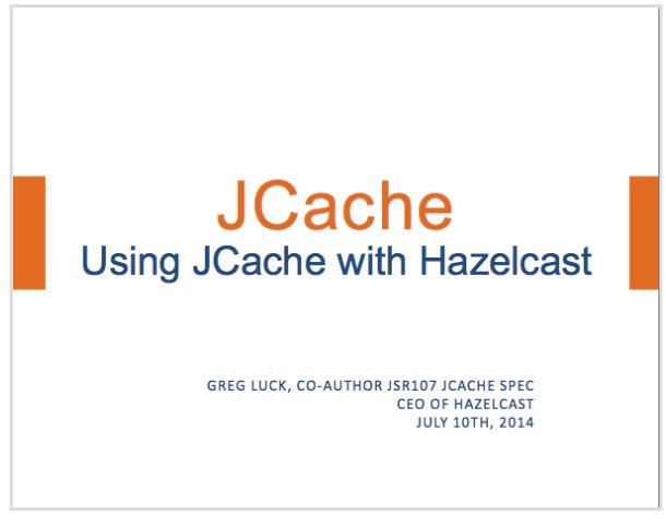 hazelcast's tweet image. For more on #JCache, watch the webinar with spec co-author @gregrluck  hazelcast.com/resources/live… #DevoxxUK2015