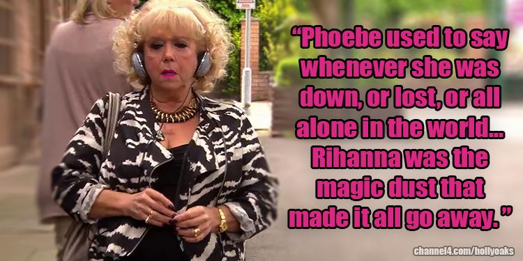 Hollyoaks's tweet photo. Rihanna is love. Rihanna is life. (cc: @rihanna) #Hollyoaks http://t.co/BnA8PbdDNf