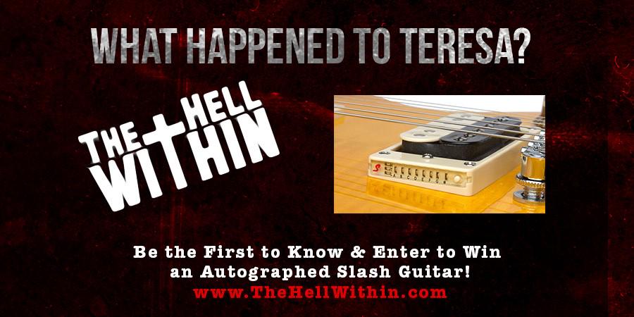 Fandango's tweet image. Be the first to enter the mysterious world of #TheHellWithin &amp;amp; win a @Slash autographed guitar TheHellWithin.com