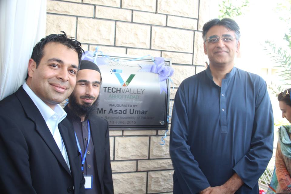 AbSirfPakistan's tweet photo. .@Asad_Umar inaugurating #TechVally Abbottabad. @AliAsgharPTI &amp; #DrAzharJadoon also with him http://t.co/6TphYDbYmI