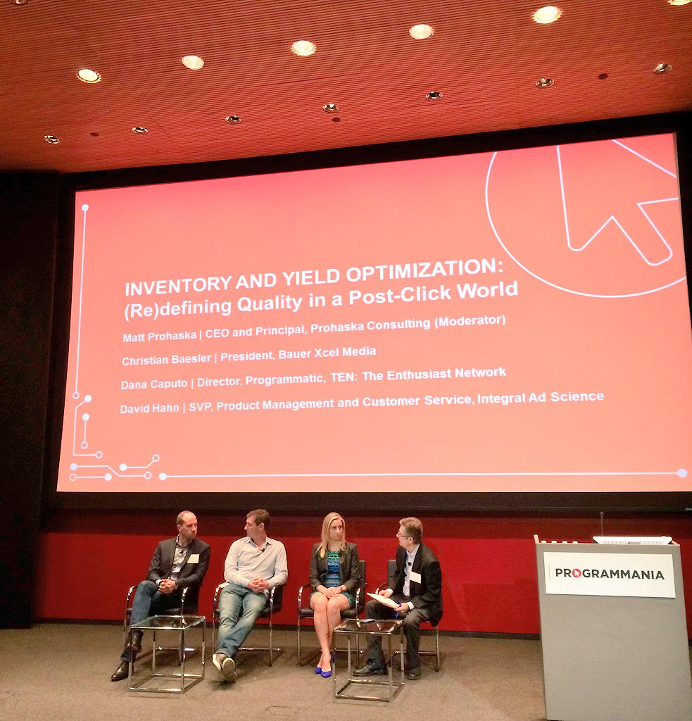 mpamagmedia's tweet image. Now onstage at #programmania - Inventory and Yield Optimization: (Re)defining Quality in a Post-Click World