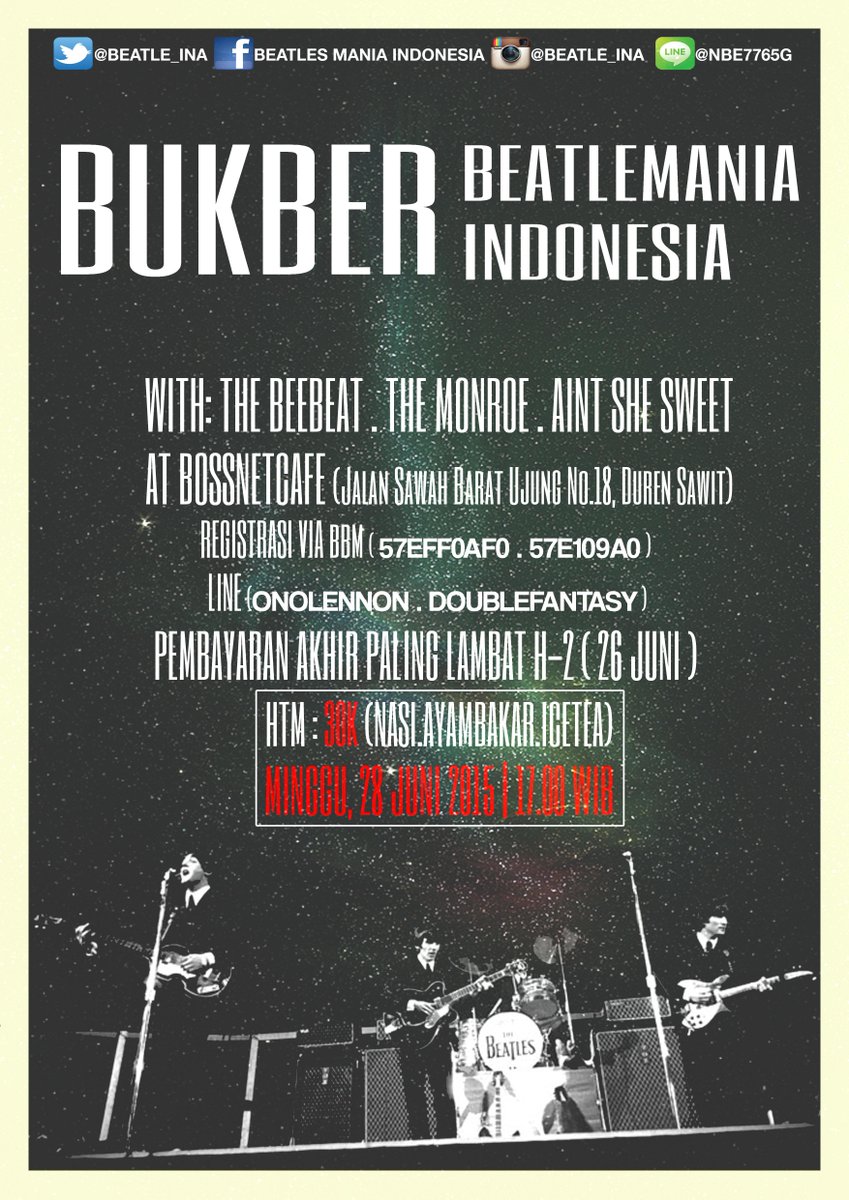 beatle_INA's tweet photo. Bukber BMI, minggu 28 juni, untuk registrasi bisa langsung hub cp: 57E109A0 (slot hanya untuk 100 org) http://t.co/uXHYh9iSNl