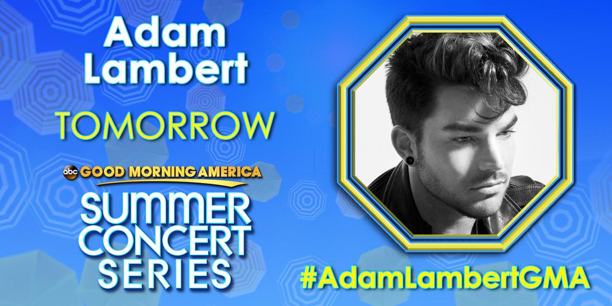 GMA's tweet image. Tomorrow @adamlambert hits the @GMA Summer Concert Series stage for another "Party In the Park!"

#AdamLambertGMA