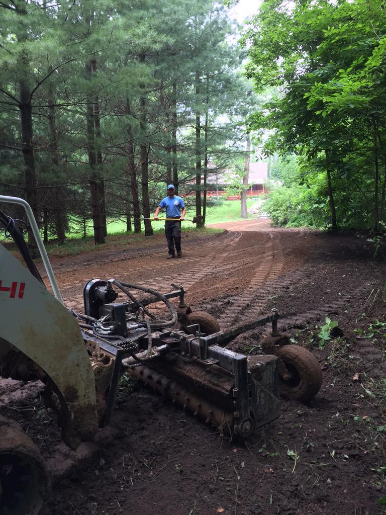 DigItExcavating's tweet photo. Limestone driveway installation today for a cottage on Pipestone Lake. #takeuchi #harleyrake #linestone #digginit http://t.co/BtnIdyl9AE