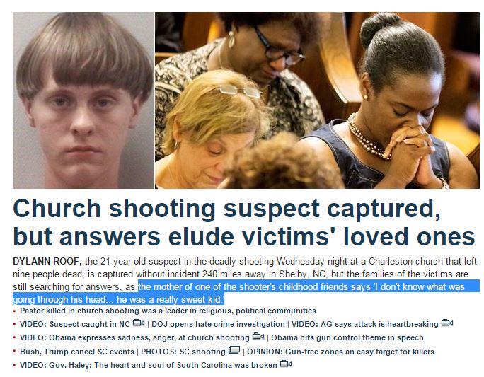 samswey's tweet photo. .@FoxNews interviewed family members of #CharlestonShooting terrorist's childhood friends just to say this about him. http://t.co/k4exoFuwKr