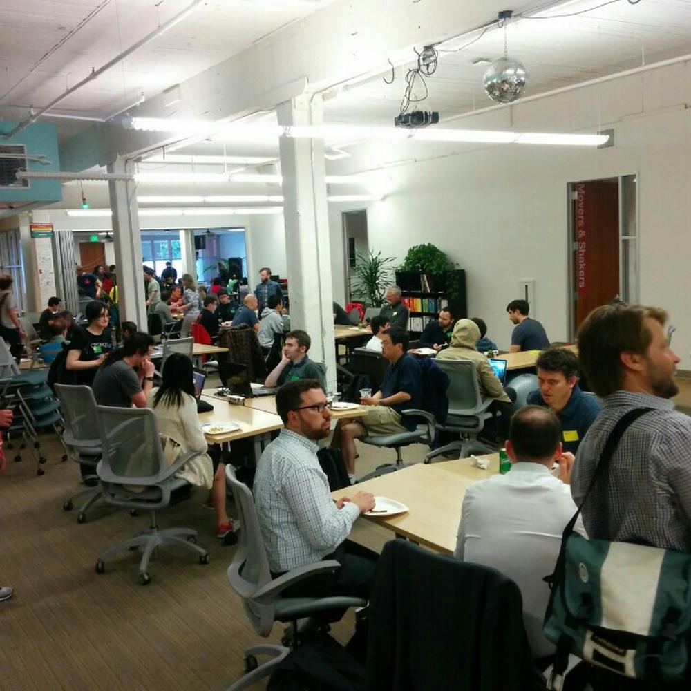 nuncle's tweet image. #SFPython project night (@sfpythonmeetup) at @GeekdomSF by @Rackspace w @arctansusan @grepdisc @simeonfranklin @glyph