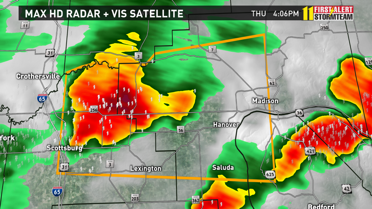 Severe thunderstorm warning for Scott, Trimble, Jefferson county (IN