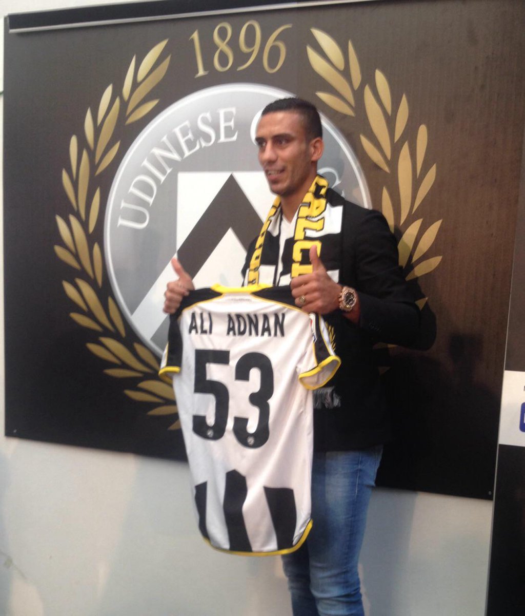 Udinese_1896's tweet photo. That's the end of the media conference. Here's #AliAdnan with his new @Udinese_1896 No.53 shirt! #WelcomeAliAdnan http://t.co/Aem96JoTPO