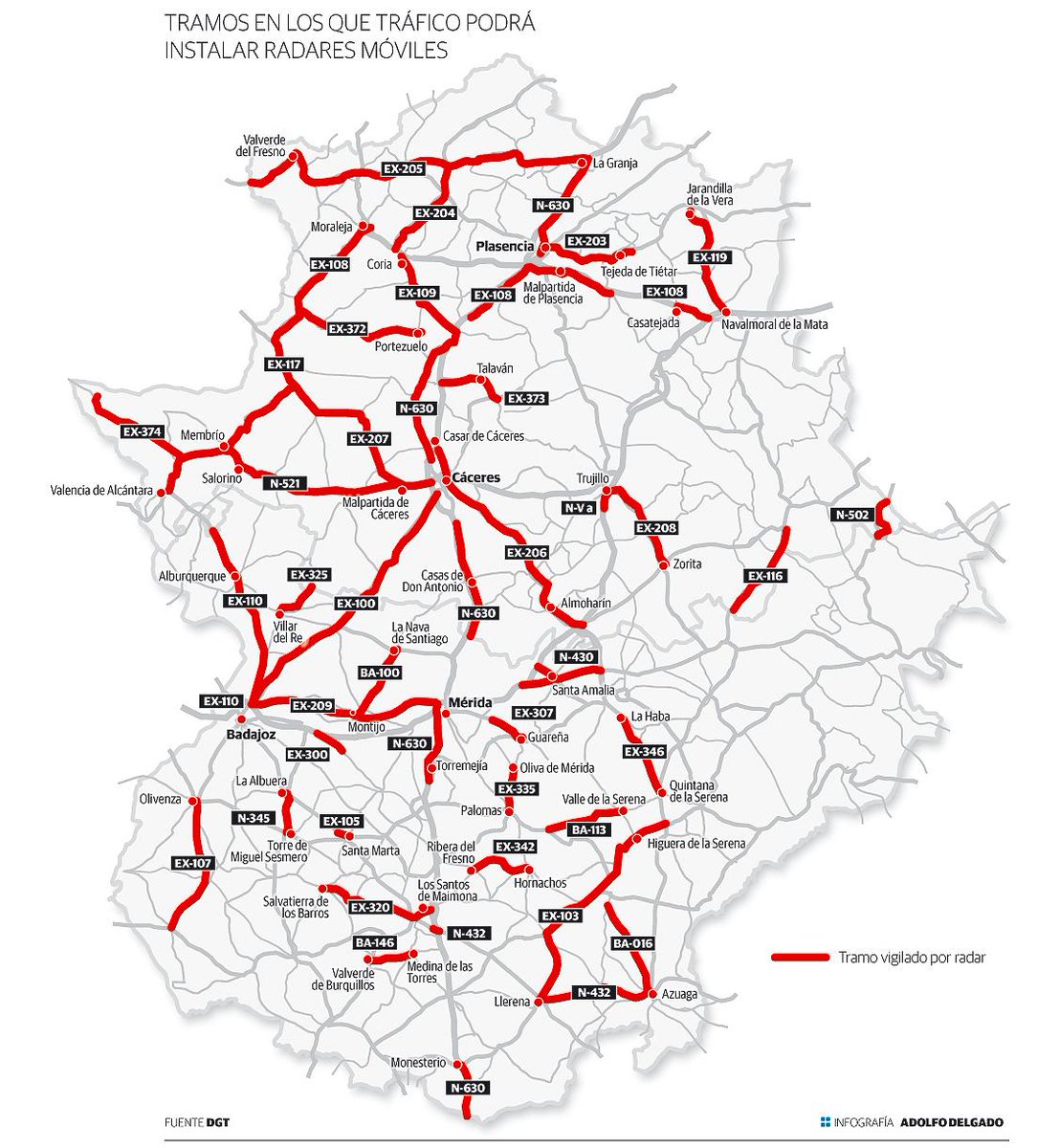 ¿Sabes donde colocan los #radares móviles de la DGT en Extremadura? hoy.es/extremadura/20… vía <a href="/hoyextremadura/">Diario HOY</a>