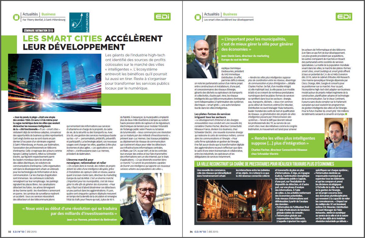 JeanDenisG's tweet image. Dans le @MagazineEDI N°50 ... il est question de #SmartCities et de #Batimation (#SmartBuilding #SmartGrid)