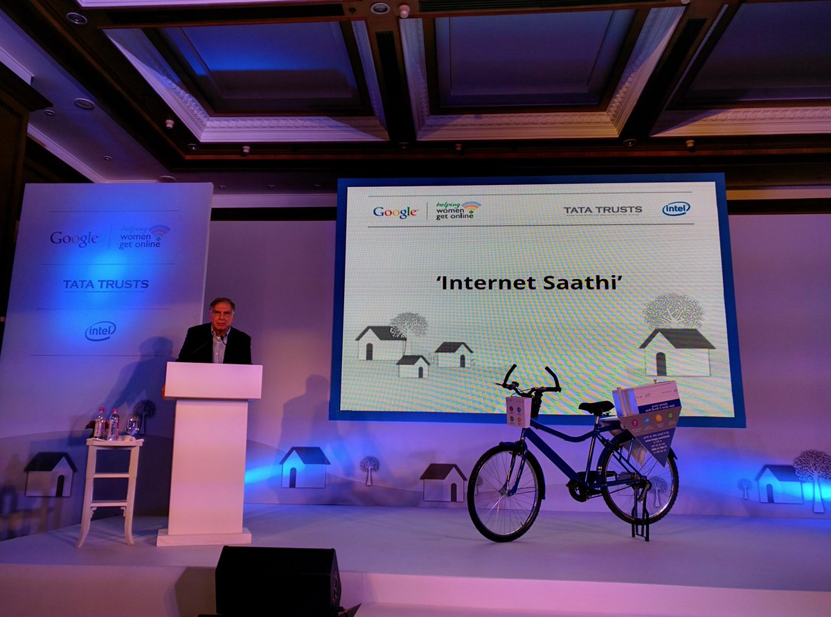 GoogleIndia's tweet photo. "This initiative will help women access the internet and reach the world", Ratan Tata at the #InternetSaathi launch. http://t.co/ePw9BS223o