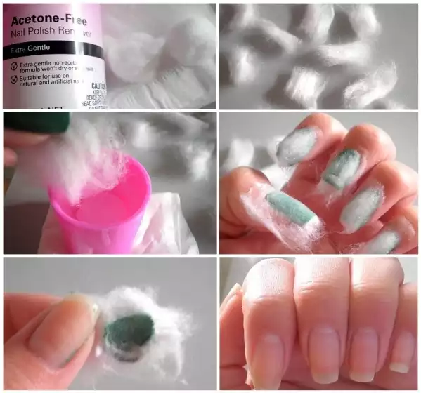 lifehack55's tweet image. ちぎったコットンに除光液を染み込ませて爪を覆います。これで効率良くネイルを落とせます。