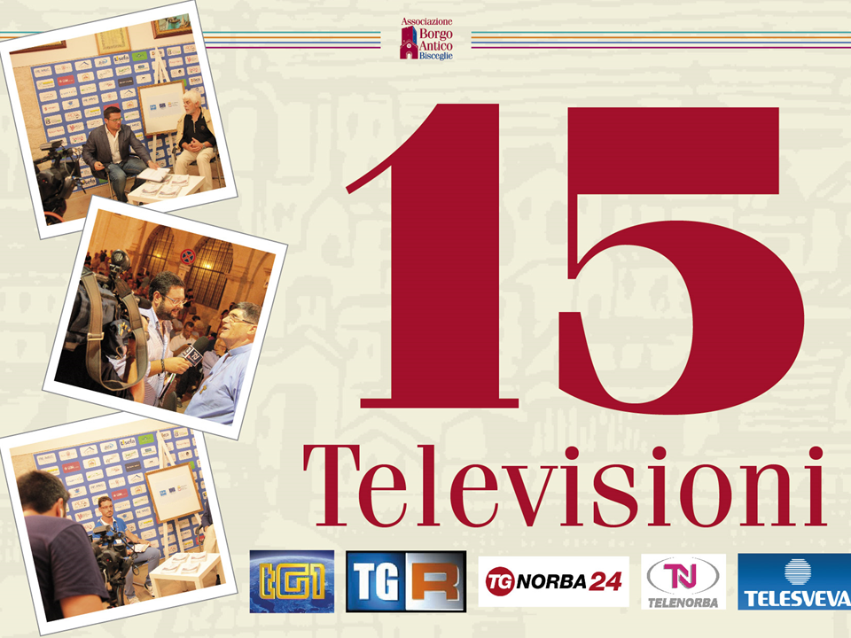 LBA_Bisceglie's tweet photo. 15 televisioni hanno seguito negli anni il nostro evento ;)
#numeri #LBA2015 http://t.co/sftNXEU4Xk