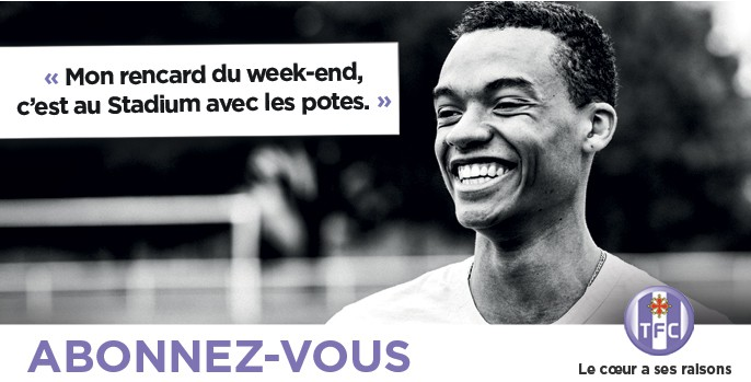 ZoeColombie's tweet photo. Nouvelle campagne de comm pour les abonnements du @ToulouseFC avec en prime @MarvinOlawaiye ;) #lecoeurasesraisons http://t.co/RBLoBDG2gc