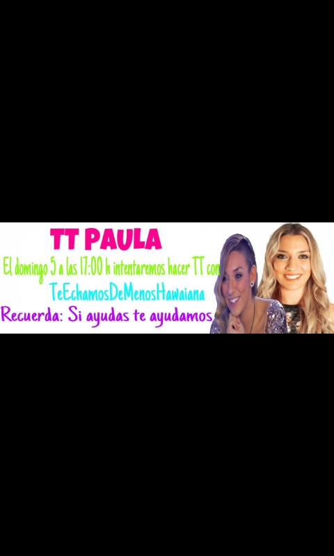 1122_1727's tweet photo. Dar RT por favor!!!! #TeEchamosDeMenosHawaiana el domingo 5 a las 17:00 por nuestra Pauliii💪💕 http://t.co/1wR2Ysuc5k