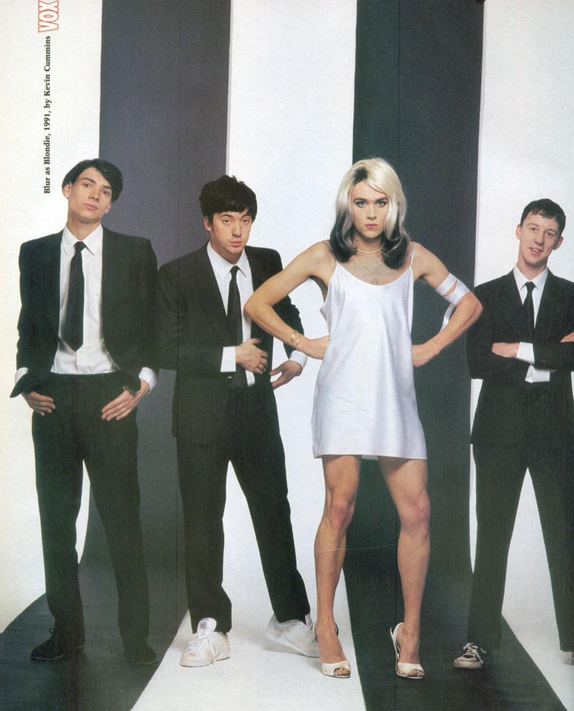 Happy Birthday, Debbie Harry! Keeping it Britpop, here\s Blur from \91 in a parody of the Parallel Lines cover. 
