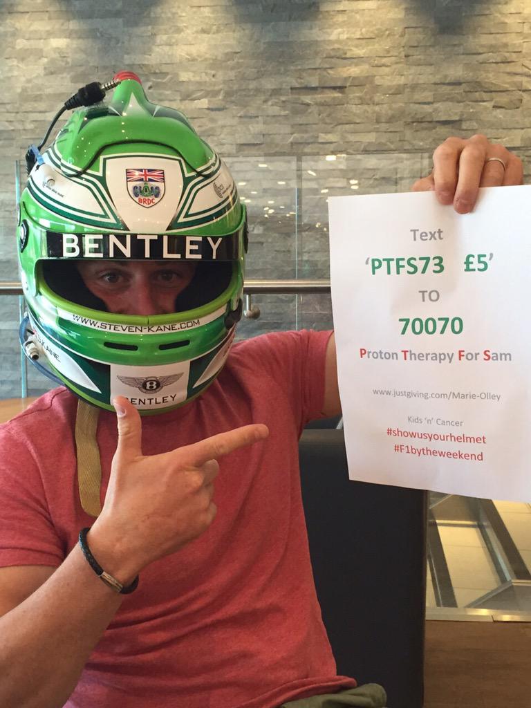 TheStevenKane's tweet photo. I've donated for Sam, hope he gets the help he needs #showusyourhelmet #F1bytheweekend @RickyImpey http://t.co/Ns5XC292Lu