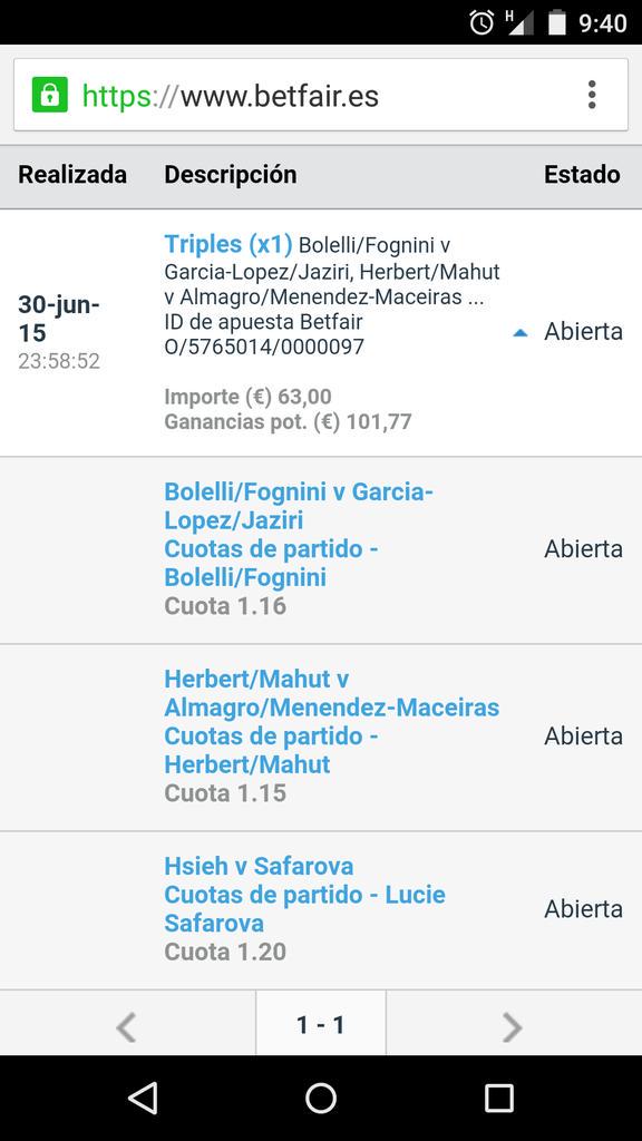 F9apuestas's tweet photo. Esto llevamos para hoy #Wimbledon #AporlosVerdes @f9Atleti @F9Tenis @falso9blog @F9Radio http://t.co/JJ1xBHJ9cC