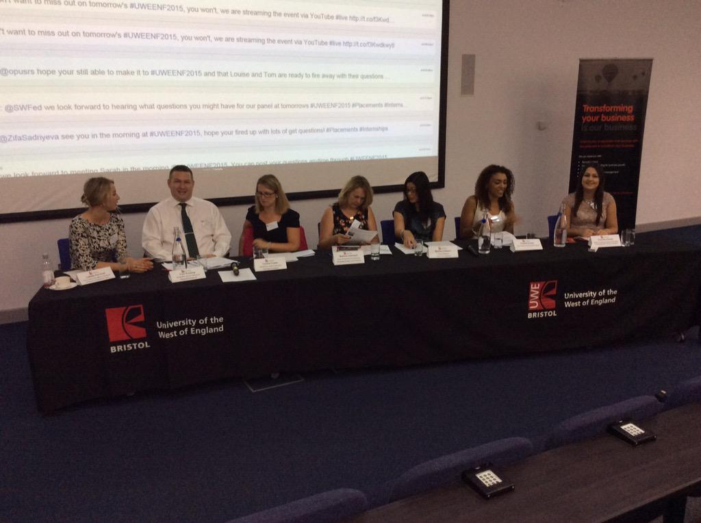 UWECareers's tweet photo. Here's our panel for the morning, looking good :-) #UWEENF2015 #Q&A #UWEBristol http://t.co/I10Zg3Ir2O