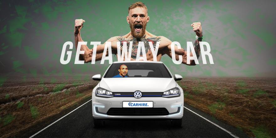 The 1st person to get in the front seat of our new 'Get Away Car' is #JoseAldo  #ConorMcGregor Carhire.ie <a href="/ufc/">UFC</a>