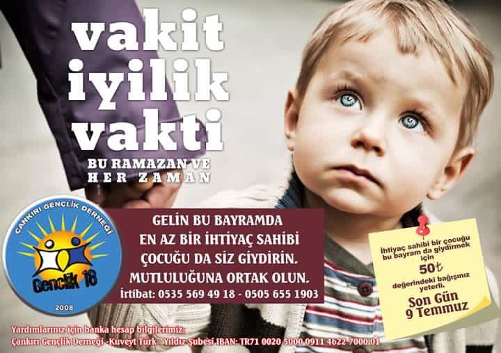 HaberCankiri's tweet photo. Vakit İyilik Vakti!

Gelin bu bayramda en az bir ihtiyaç sahibi çocuğu da siz giydirin.. @cangenc18 @genclik18 http://t.co/3OFnScwQ6L