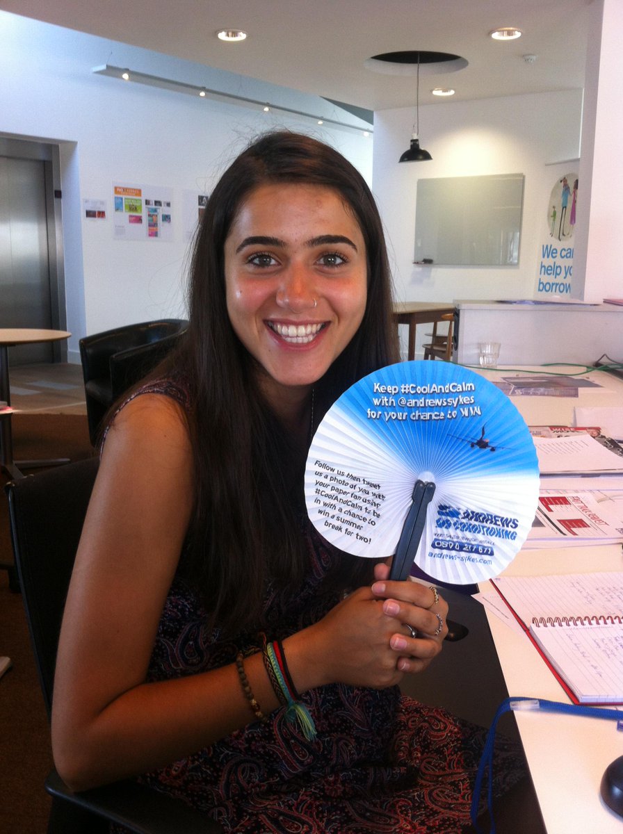 Julesnazareth's tweet photo. Keeping #CoolAndCalm with my free fan from @AndrewsSykes! Would love a holiday too! #IWillTakeMyFan http://t.co/55WzrqPZac