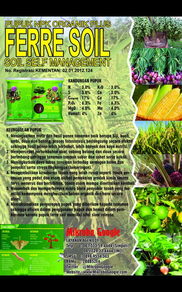 JualBioP2000Z's tweet photo. Jual pupuk NPK organik ferresoil  Murah Hubungi edy 081.333.59.4444 Pin:2B8B52E6 
@MikrobaGoogle @GoogleMicrobe http://t.co/ySSOjgzbmd