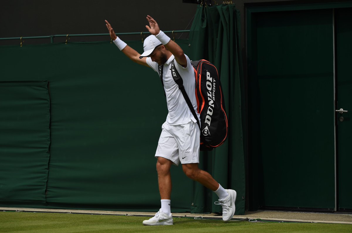 Wimbledon's tweet photo. Britain's @Liambroady walks onto No.3 Court for his match with @David__Goffin - will he pull off another upset? http://t.co/g9LKI0jgsJ