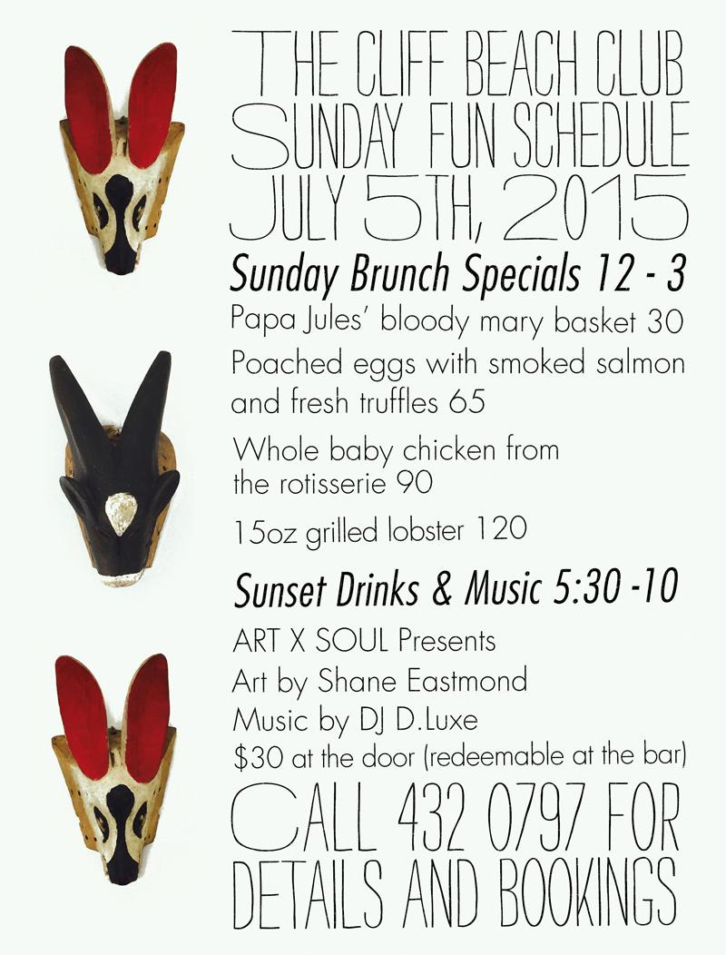CliffBeachClub's tweet photo. Sunday Brunch Specials- 5th July. Call 432-0797 to book. #TheCliffBeachClub http://t.co/a2dfIFSzUx