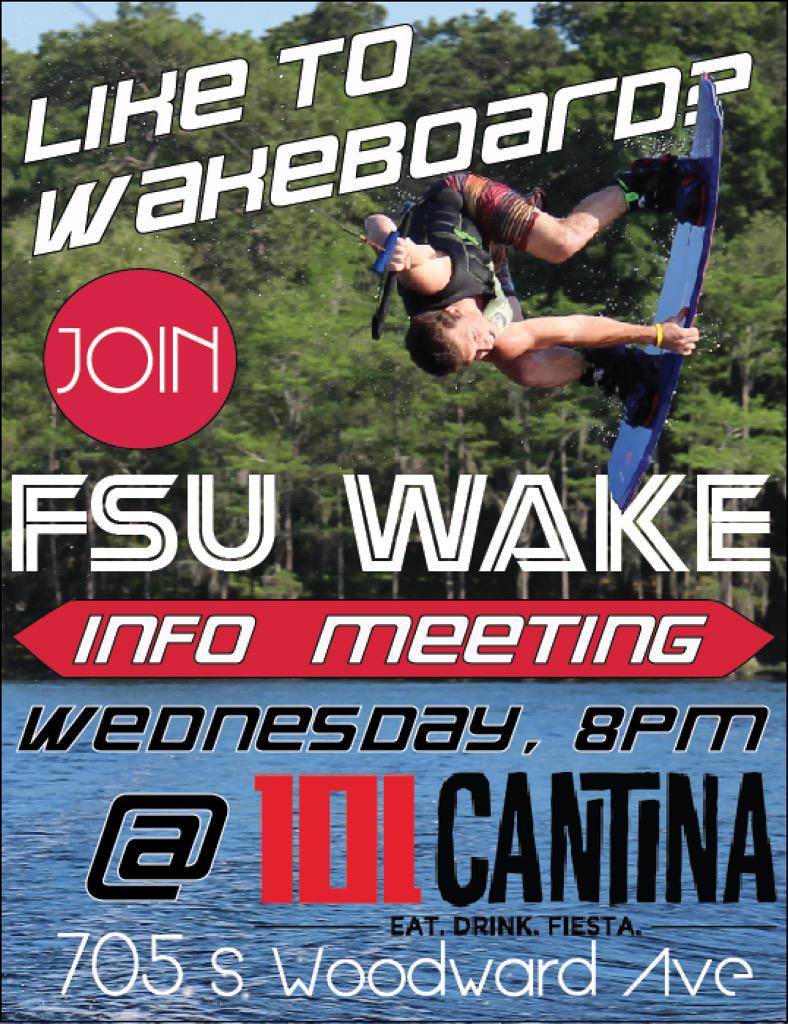 FSUwakeboard's tweet photo. Are you an FSU student that likes to wakeboard?? Come to our summer meeting tonight at Cantina! $10 for AYCD Gatorade http://t.co/6LWRawyGW6