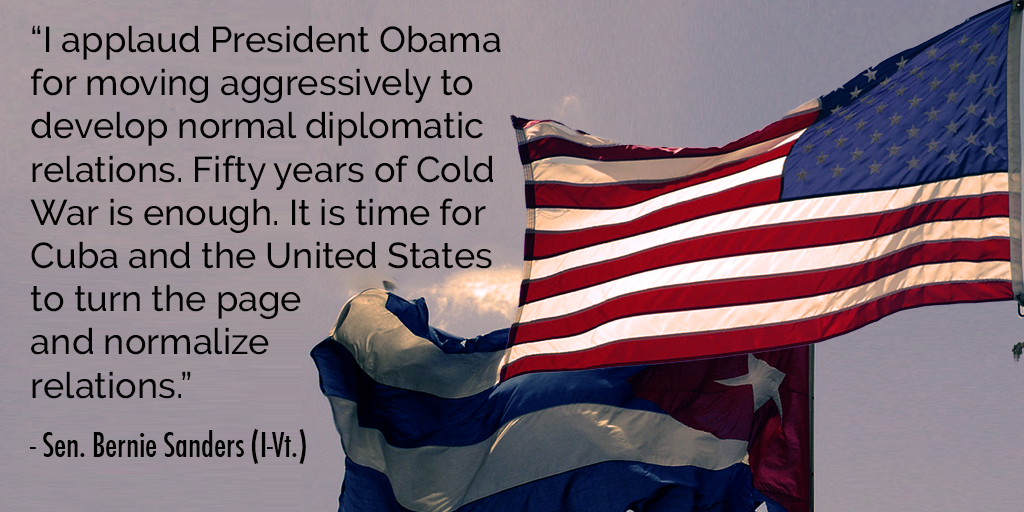 SenSanders's tweet photo. Fifty years of Cold War is enough. http://t.co/OjmWqMJasp
