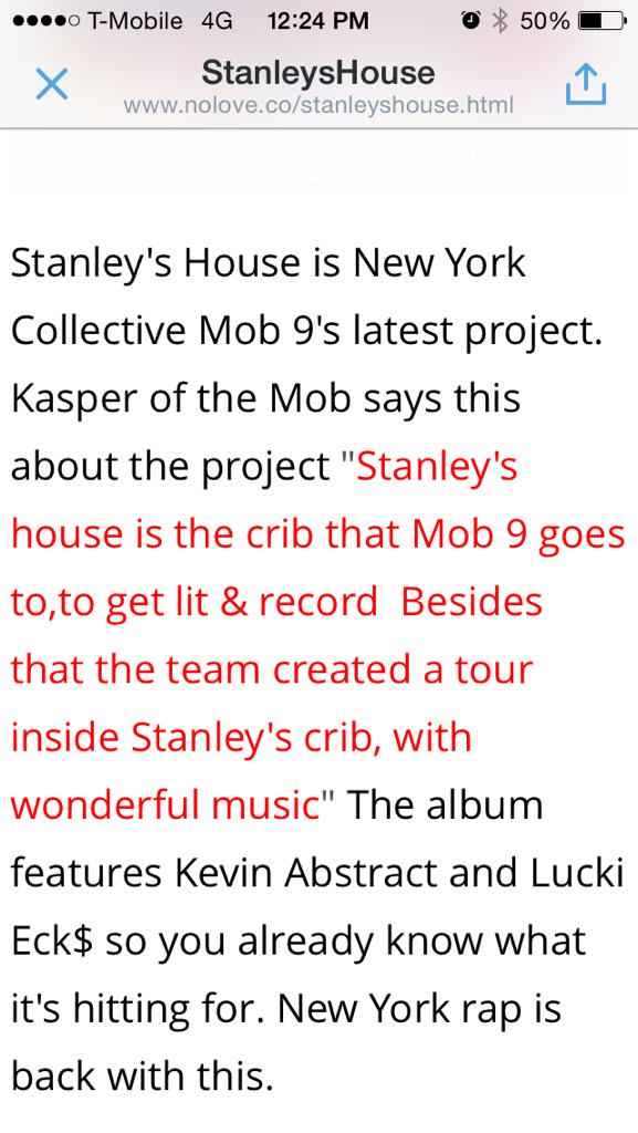 DopeLikeBlaze's tweet photo. Much love @NoLoveMag β listen here https://t.co/wcci7vao3s π₯π₯ #StanleysHouse http://t.co/iRPQ9kdvZR