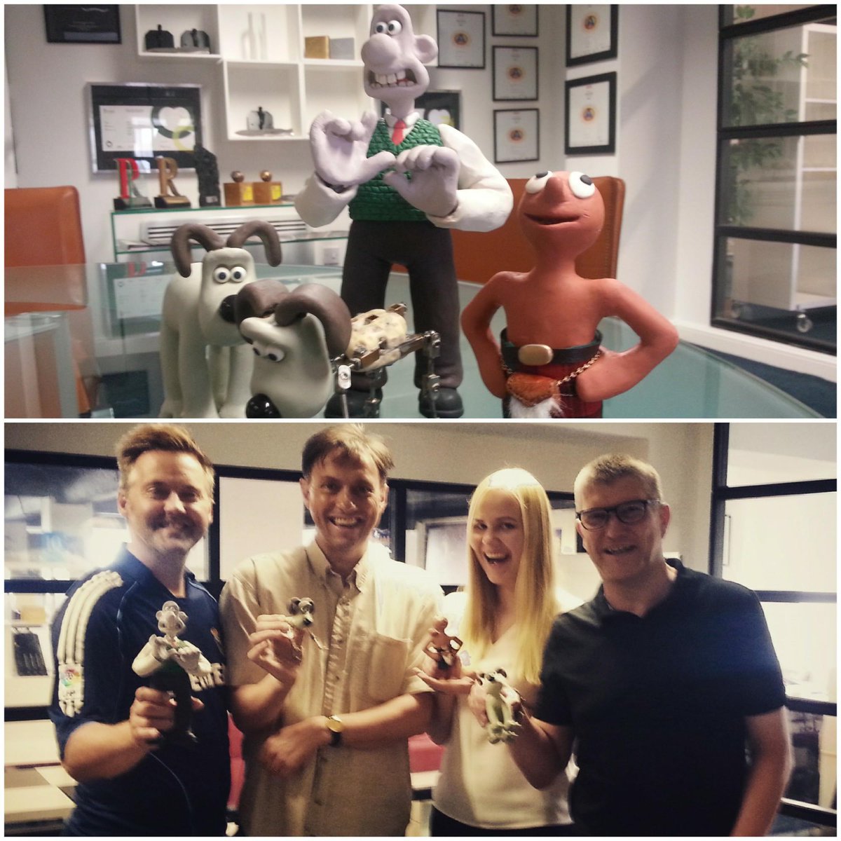 familycomms's tweet photo. Meeting Wallace &amp; Gromit today! @familycomms 
#wallaceandgromit #animation #uk #comedy #Aardmananimations @aardman http://t.co/ZnslPIll3S