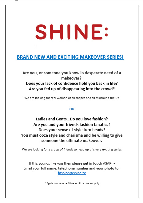 LouiseBartmann's tweet photo. Please RT? @stylebydeni TV SHOW:Desperately need a #MAKEOVER? or Are you a #FASHION FANATIC? Email:fashion@shine.tv http://t.co/BdF3ADcAvX