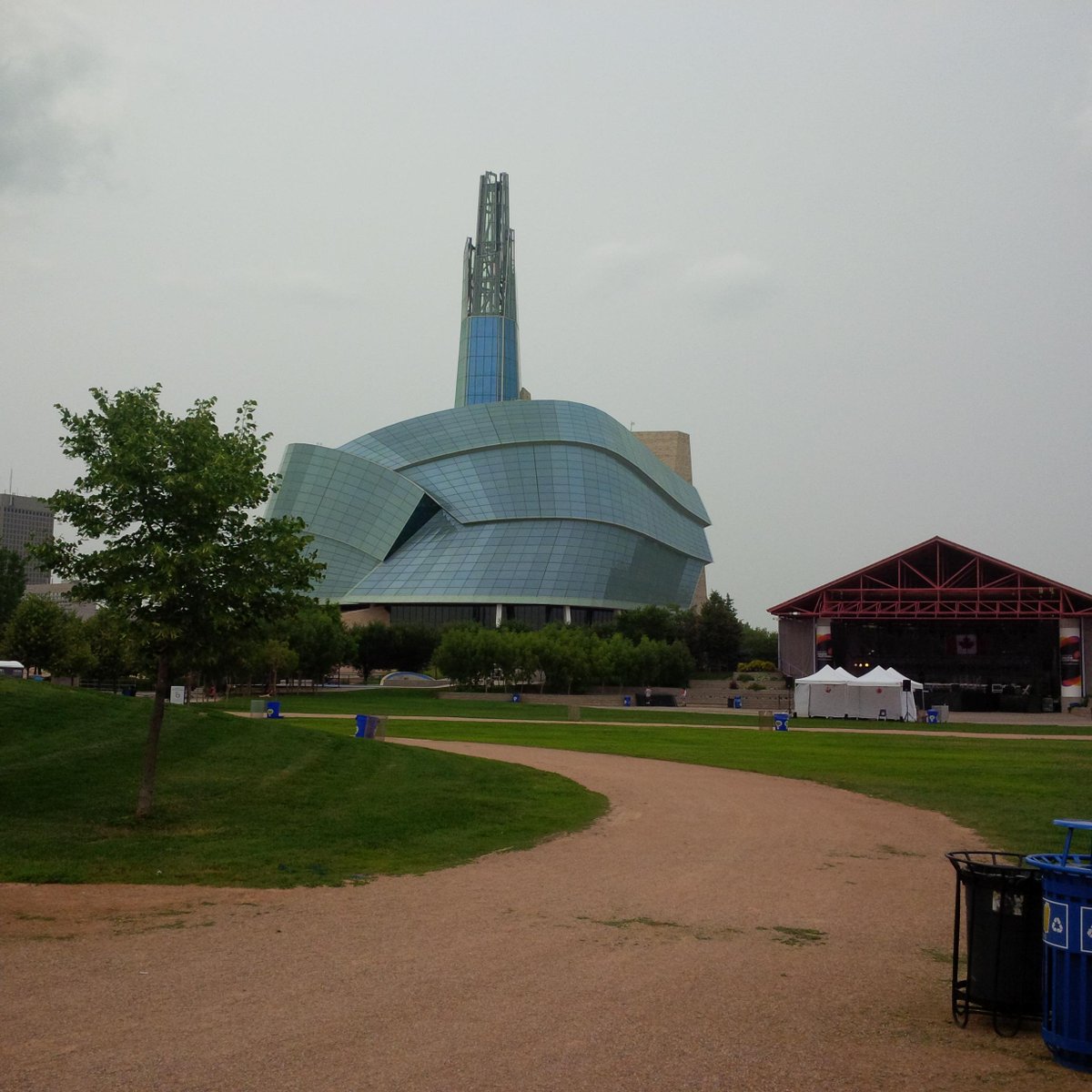 @TheForks #CanadianHumanRightsMuseum #CanadaDay our view from the Slushie King at the forks today