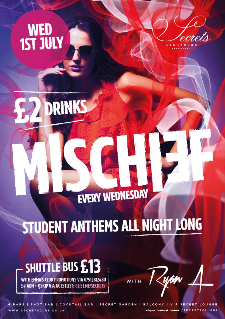 Secretsclubni's tweet photo. BARTABS BARTABS BARTABS...
Who wants a BARTAB for MISCHIEF tonight?🎉  #RT to be in with a chance💋 http://t.co/rekEisuWmD