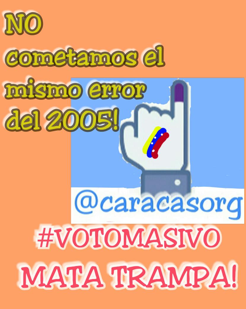caracasorg's tweet photo. #1JL Concienciar VENEZUELA: NO VOTAR es entregar OTRA VEZ al país! #CalleyVoto #VotoMasivo #6DR #InscribeteEnElRE YA http://t.co/EB3qtvFWJ2