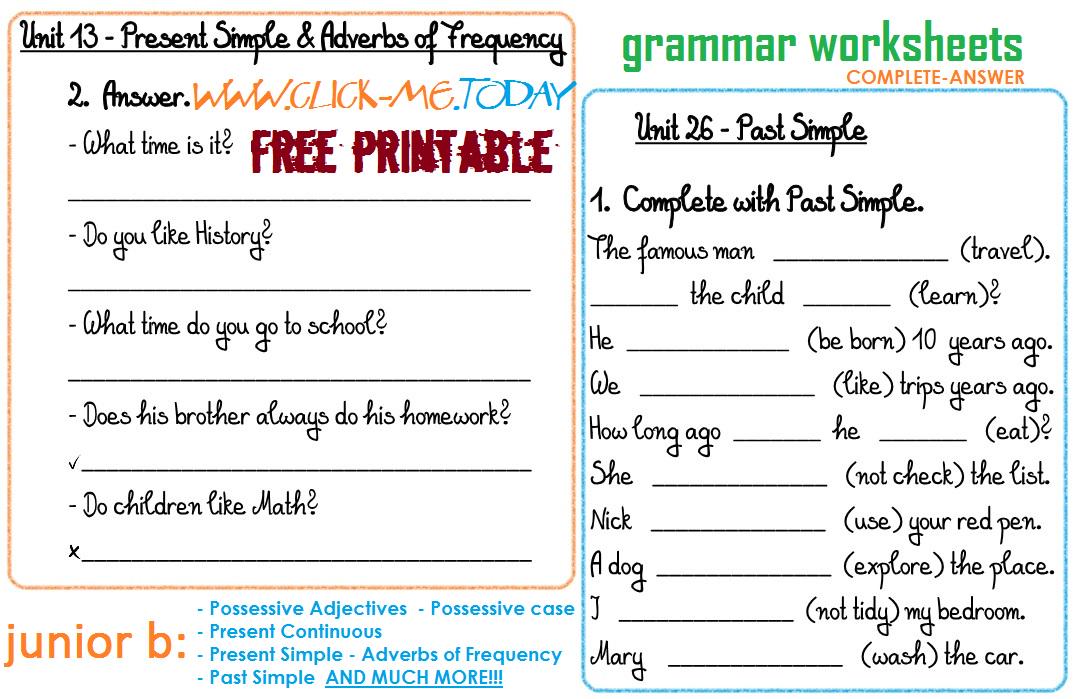 Worksheets Free Printable English Grammar Worksheets free english grammar worksheets printable intrepidpath for beginners the best and most