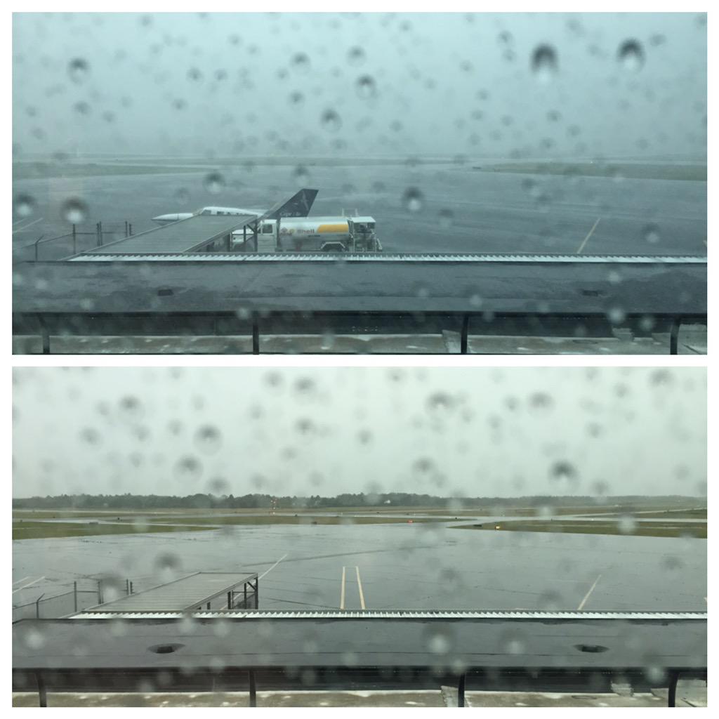 15 minutes made all the difference on our view from the airport administration office this morning!