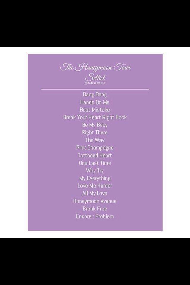 The Honeymoon Tour Setlist The Honeymoon Tour Setlist