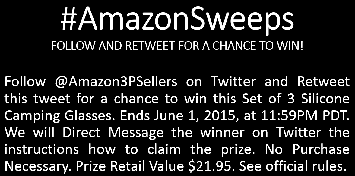 Sell_on_Amazon's tweet photo. Follow + RT for a chance to win these Camping Glasses
http://t.co/ZVlXuX8Oy5
http://t.co/bzc3UOz44n
#AmazonSweeps http://t.co/znFeRqhJn2