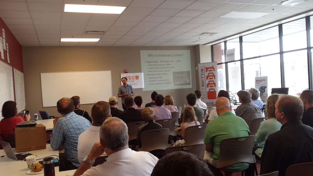 RocketGroup's tweet photo. "A fun little thing we did turned into a signature feature of our product." @FretboardCoffee #1MC @1millioncupsCMO http://t.co/3TB0lVWWvb