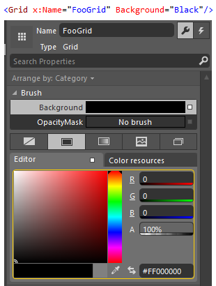 KRReichert's tweet image. Can anyone explain why #ExpressionBlend is locking the brush editor? #WPF #xaml @VisualStudio @msdev