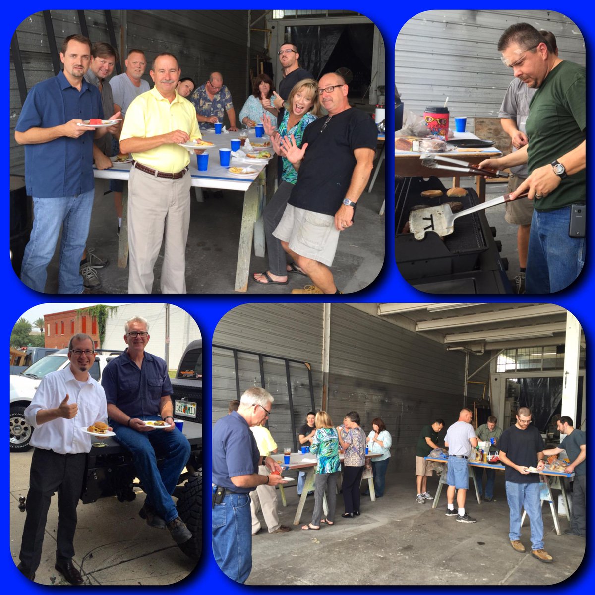SallyDarkRides's tweet photo. Business in the front, party in the back! Celebrating the 4th a little early with a lunch cook out. Yum! #onlyatsally http://t.co/SRKTqi2SFd