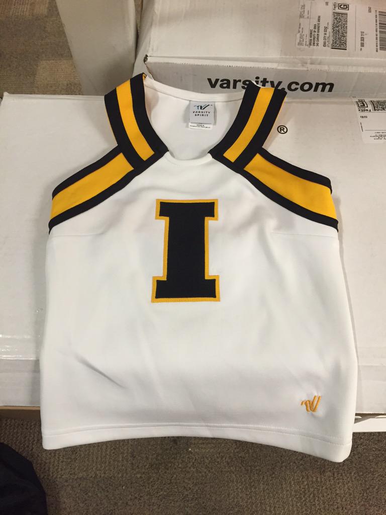 IOWACHEER's tweet photo. New cheer uniform tops arrived today - Sharp look #ISS1516 #GoHawks #GettingReadyForCamp http://t.co/BWCP0vnuYh