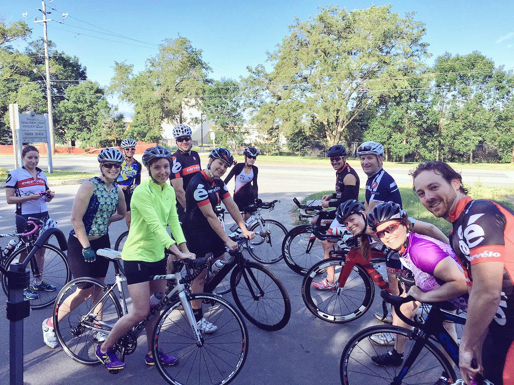 The team and friends getting read to hit the road after an early morning open water swim.  Enjoy the day! #arrrgh