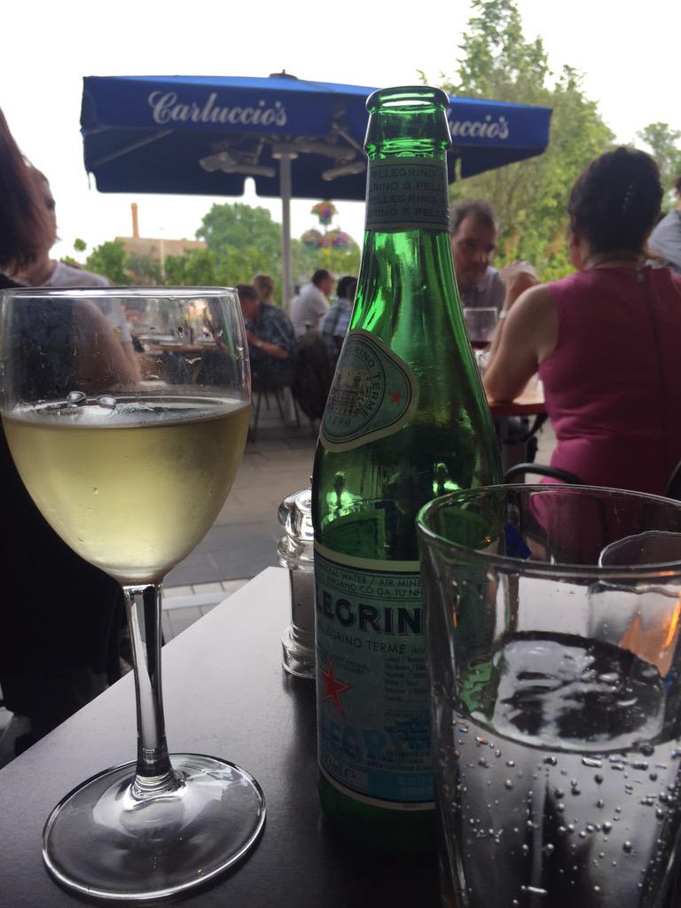 debsarjant's tweet photo. Cold glass of wine outside the RSC before watching Othello murder his wife http://t.co/prLh7F47qv
