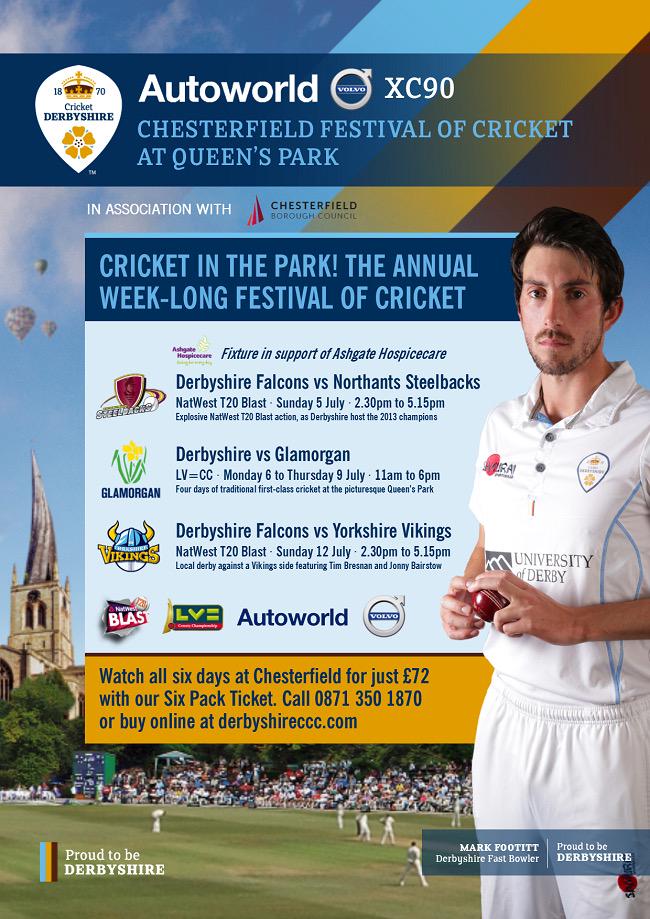 ChesterfieldFC's tweet photo. Check out the Autoworld Chesterfield Festival of Cricket at Queen's Park. @DerbyshireCCC http://t.co/iYboM4RTmo