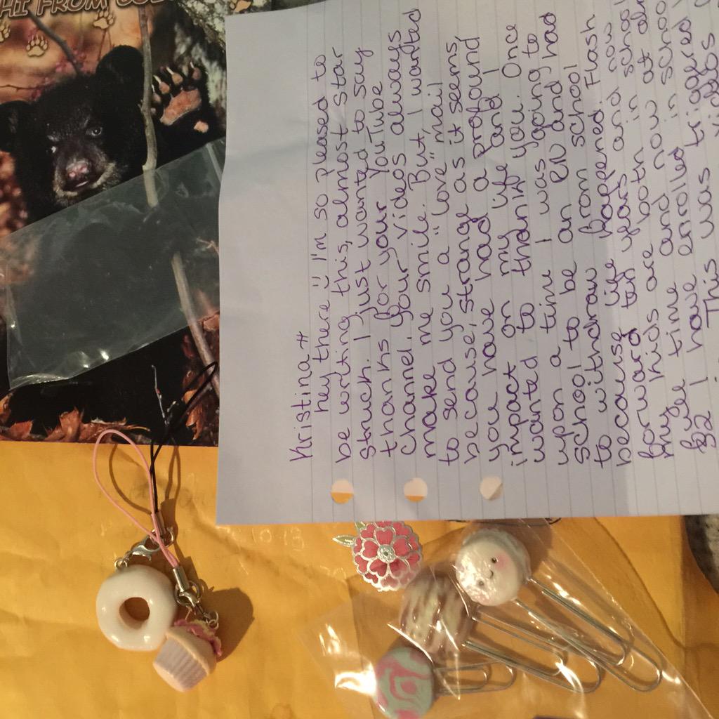KristinaBraly's tweet photo. I always get so emosh when you send me letters! Thank u Stephanie&amp;Marcie! Glad you've decided 2 become an RN Steph! http://t.co/aXmocXtCs4