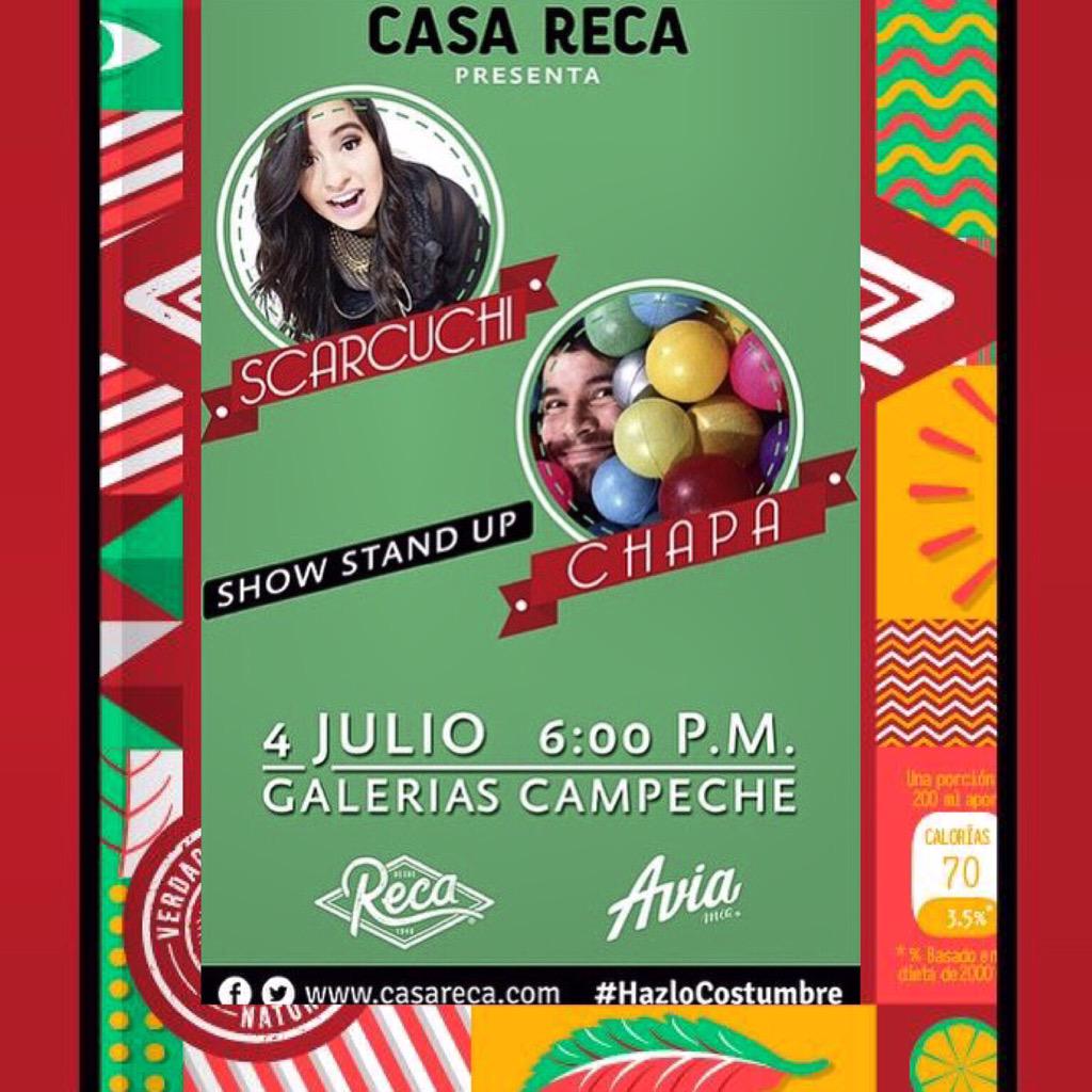 KiNGKiNaZo's tweet photo. @Te_RECA &amp; @Avia_Mia Presentan: @Scarcuchi &amp; @Chapad00d #ShowStandUp Sáb/04/Julio 6:00pm #GaleriasCampeche http://t.co/0t75dpSiUC